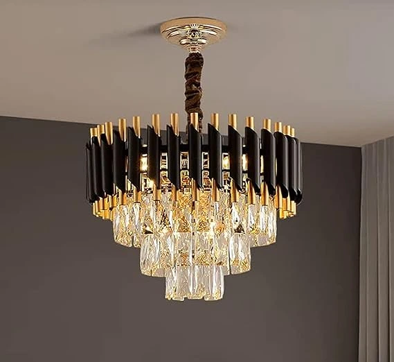 Mahganya Metal and K9 Crystal Golden Finish Exqusite Design Chandelier for Home and Office